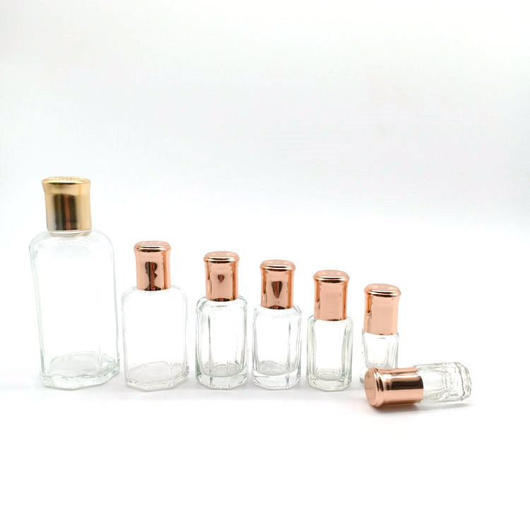 2ml 3ml 6ml 8ml 10ml 12ml 20ml 60ml octagon attar Glass Perfume essential oil roller ball bottles with plastic glass stick