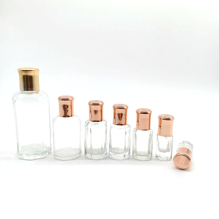 2ml 3ml 6ml 8ml 10ml 12ml 20ml 60ml octagon attar Glass Perfume essential oil roller ball bottles with plastic glass stick