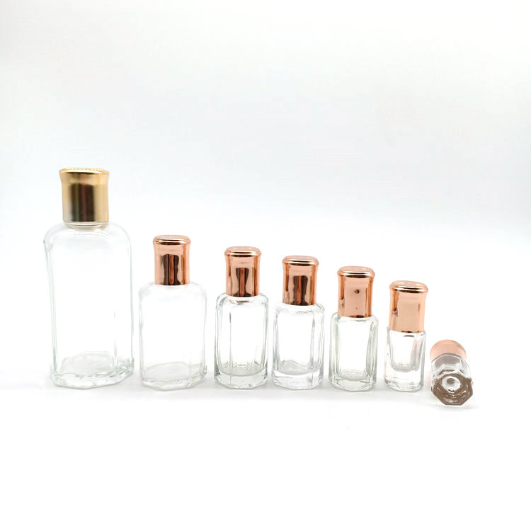 2ml 3ml 6ml 8ml 10ml 12ml 20ml 60ml octagon attar Glass Perfume essential oil roller ball bottles with plastic glass stick