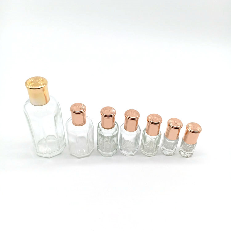 2ml 3ml 6ml 8ml 10ml 12ml 20ml 60ml octagon attar Glass Perfume essential oil roller ball bottles with plastic glass stick