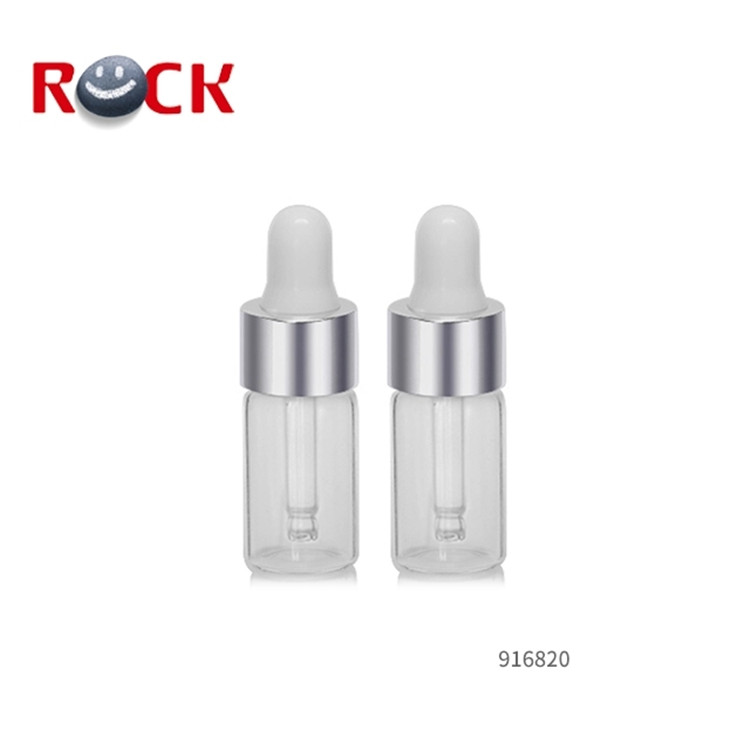 2ml 3ml Clear Amber glass dropper bottle samples vial with metal dropper