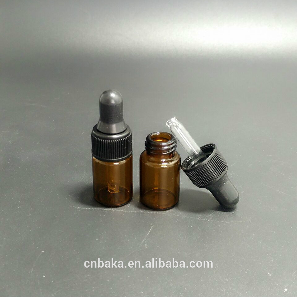 2ml amber glass dropper bottle,mini perfume essential oil vials, glass bottle with dropper