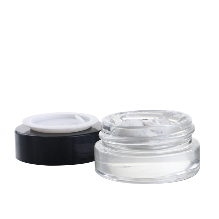 2ml mini cosmetic eye cream hemp glass concentrate jars with black lids