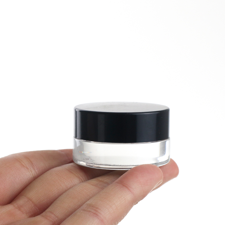 2ml mini cosmetic eye cream hemp glass concentrate jars with black lids