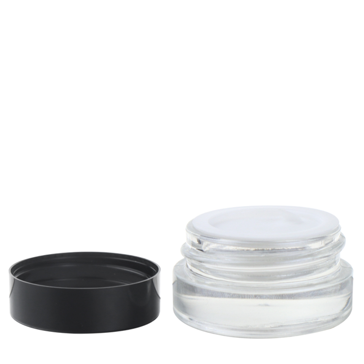 2ml mini cosmetic eye cream hemp glass concentrate jars with black lids