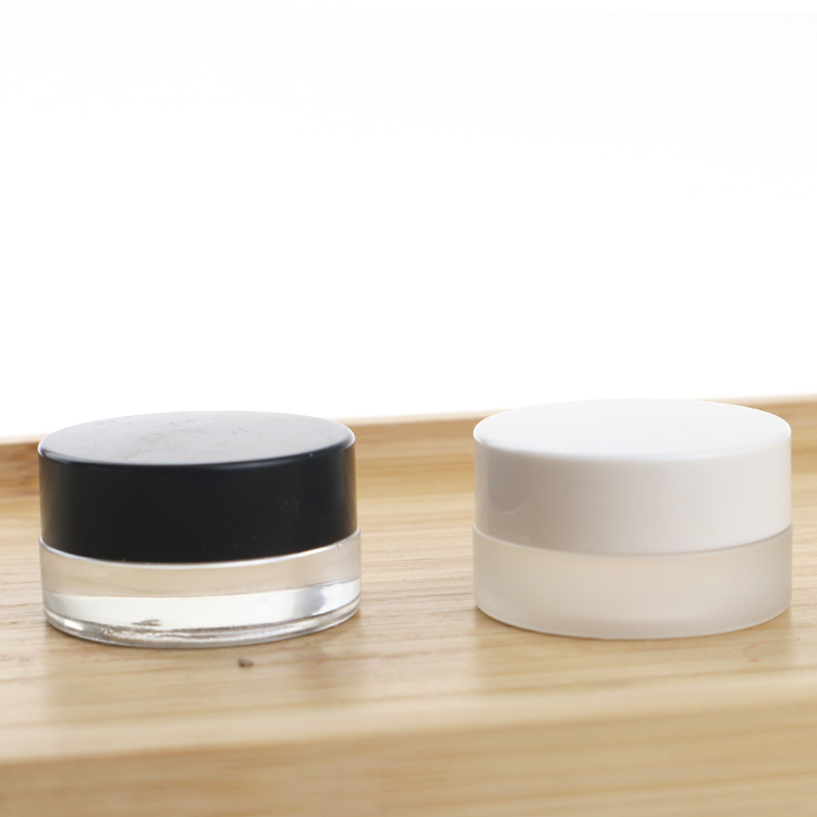 2ml mini cosmetic eye cream hemp glass concentrate jars with black lids