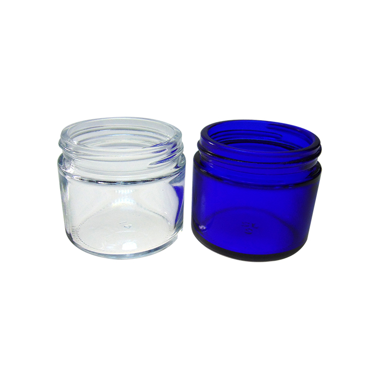 2ounce/2oz/60ml/60g Cobalt Blue Glass Cosmetic Skin Body Hair Cream Straight Sided Jars with Plastic Lined Lids