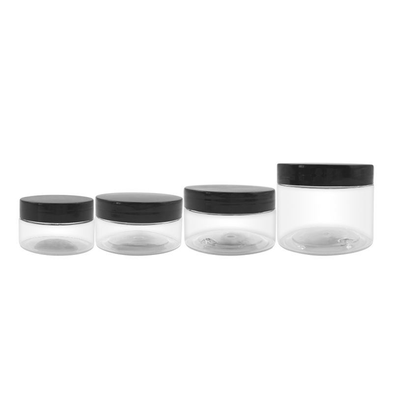 2oz 100ml 250ml empty wholesale food cosmetic PET  clear wide mouth plastic jar containers with seal lid