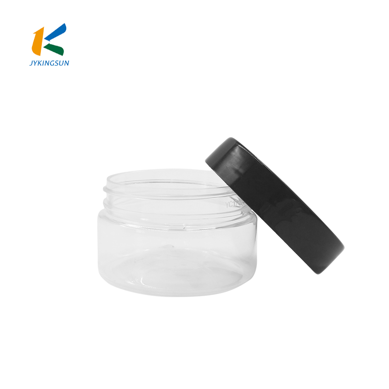2oz 100ml 250ml empty wholesale food cosmetic PET clear wide mouth plastic jar containers with seal lid