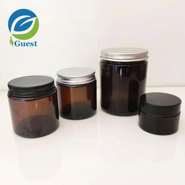 2oz 3.5oz  4oz 8oz 9oz 16oz Amber glass candle jar with black aluminium lid 30ml 60ml cream jar