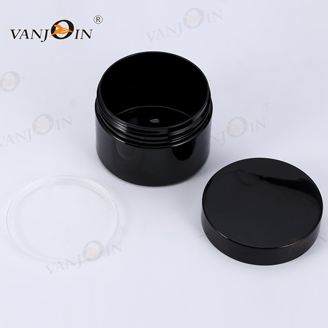 2oz 3oz 4oz 5oz 6oz 8oz Black PET Plastic Cosmetic Packaging Cream Jar