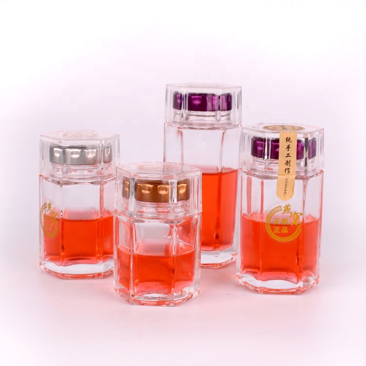 2oz 3oz 4oz 5oz Hexagonal glass jar glass honey jar with metal lid
