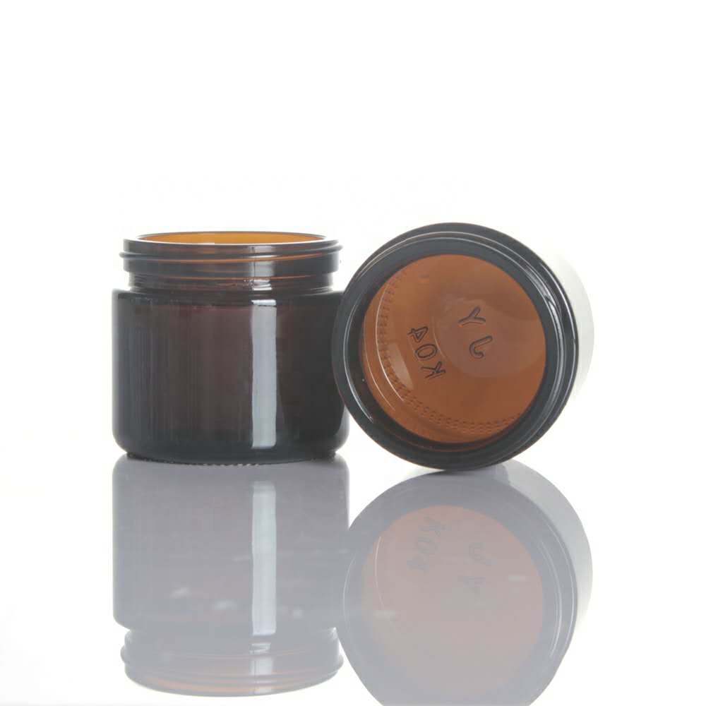 2oz 3oz 4oz 5oz dark amber cream cosmetic bath salts candle glass jar with plastic continuous thread caps
