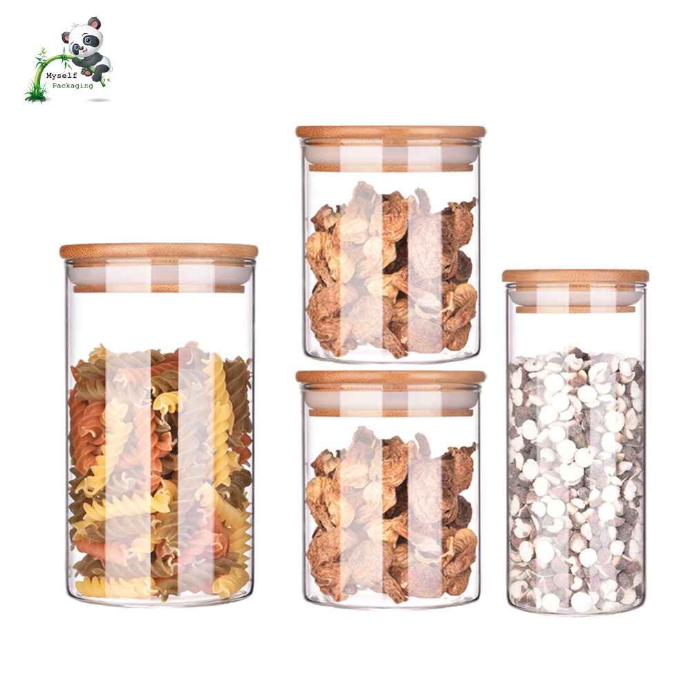 2oz 3oz 4oz 6oz 8oz wide mouth bamboo weed storage glass jar with lid BP-048K