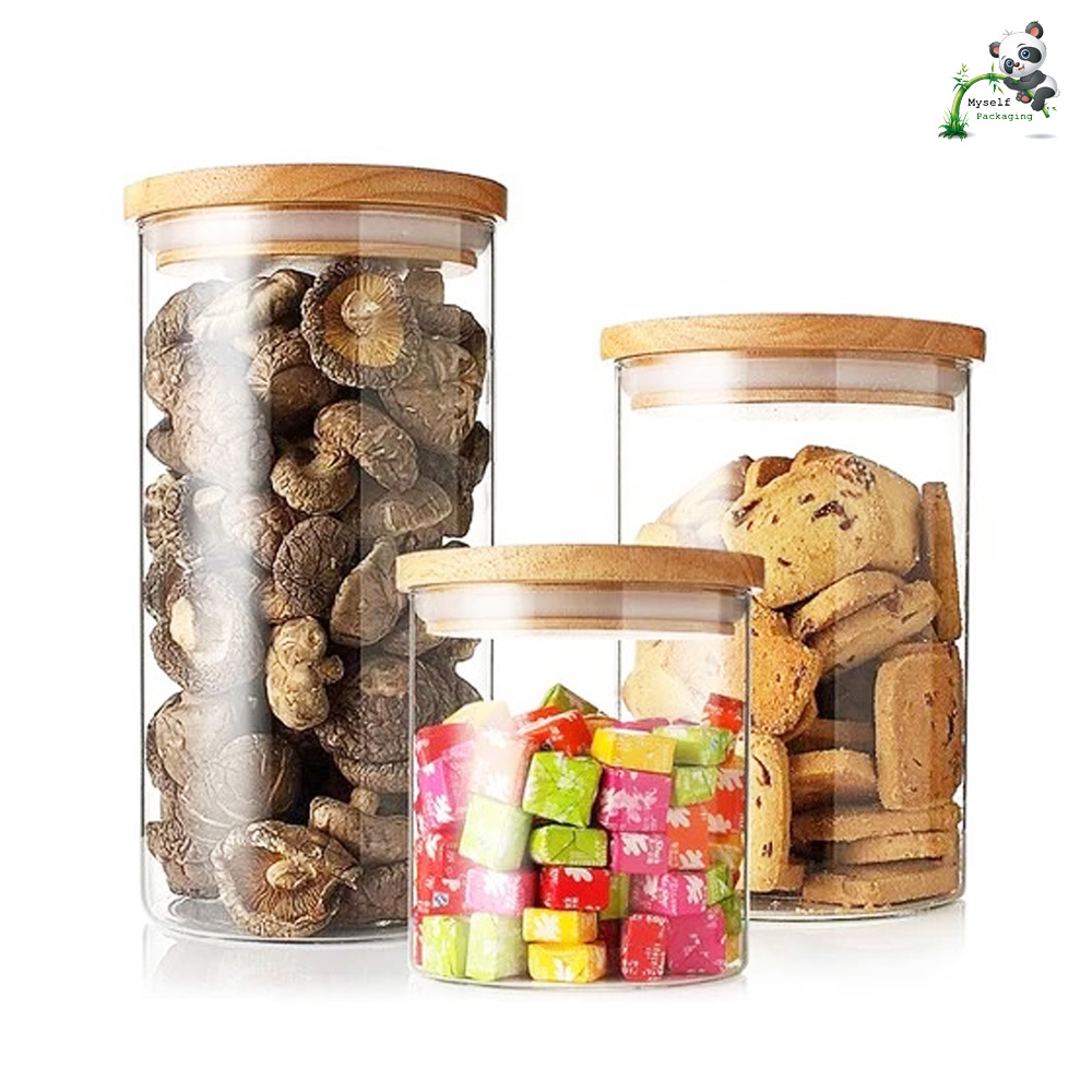 2oz 3oz 4oz 6oz 8oz wide mouth bamboo weed storage glass jar with lid BP-048K