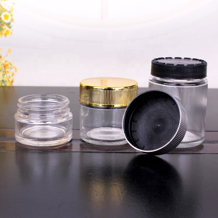 2oz 3oz 4oz clear glass round straight sided jar child resistant lids
