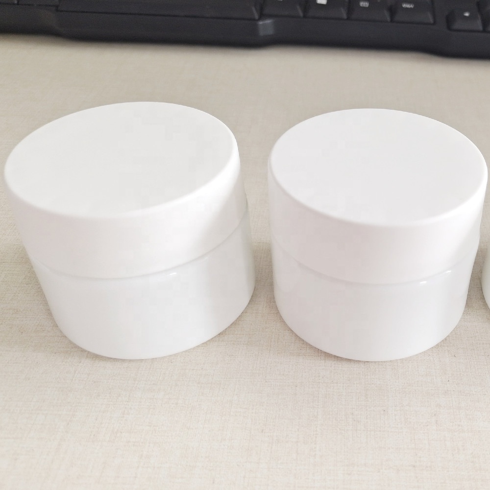 2oz 3oz cookie jar ceramic white 5ml white glass jar 1/8oz cbd flower smell proof 60mm plastic lid child proof weed jars