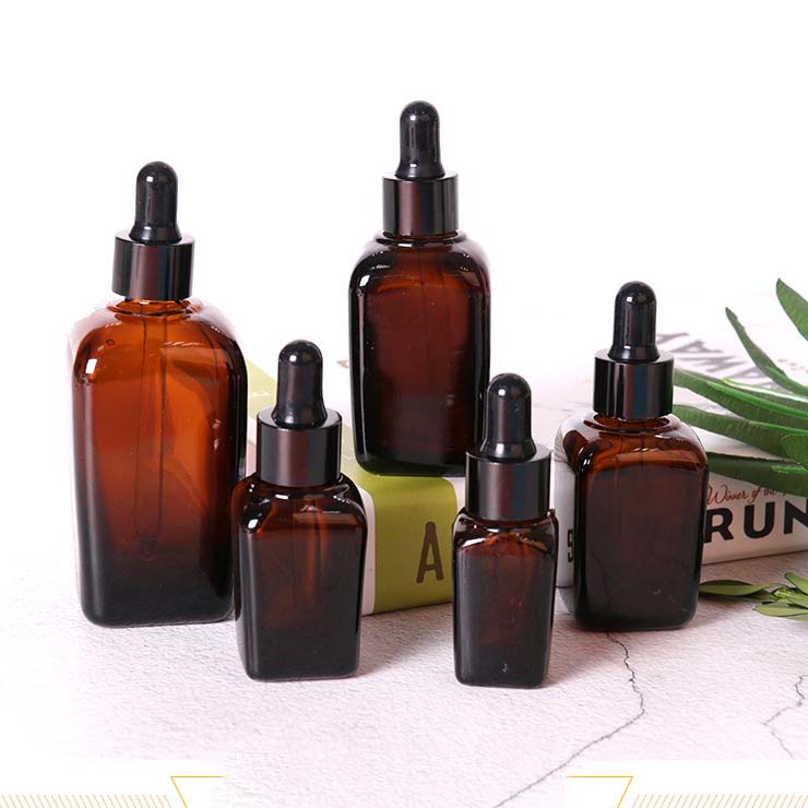 2oz 4oz 30ml cosmetic frosted Matte black Essential Oil glass dropper boston round bottles 30ml tincture serum bottle