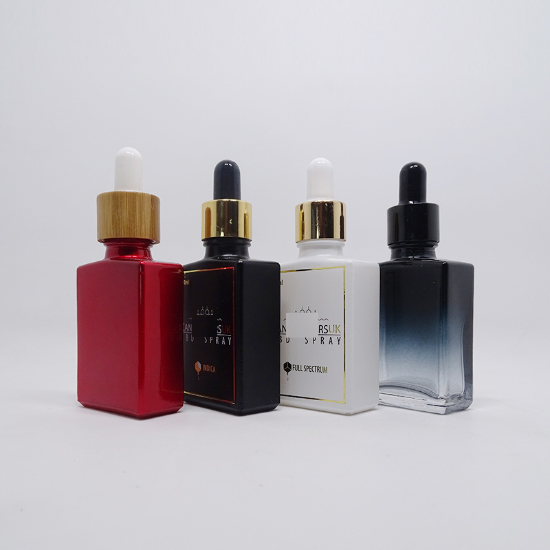 2oz 4oz 30ml cosmetic frosted Matte black Essential Oil glass dropper boston round bottles 30ml tincture serum bottle