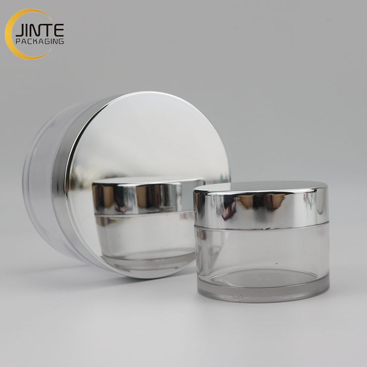 2oz 4oz 5oz Cosmetic Round  Face Cream Jar Plastic Containers Silver Cap  Empty Jar