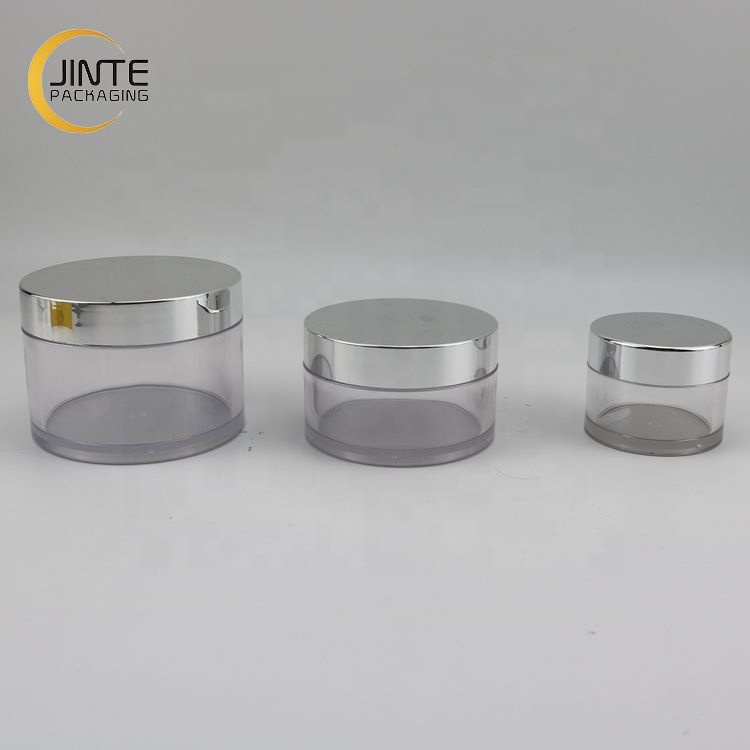 2oz 4oz 5oz Cosmetic Round Face Cream Jar Plastic Containers Silver Cap Empty Jar