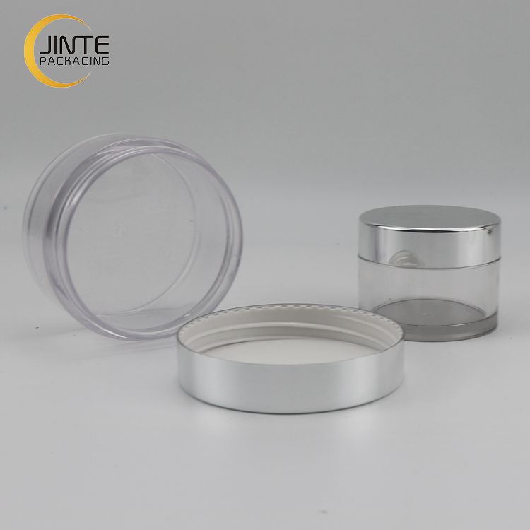 2oz 4oz 5oz Cosmetic Round Face Cream Jar Plastic Containers Silver Cap Empty Jar