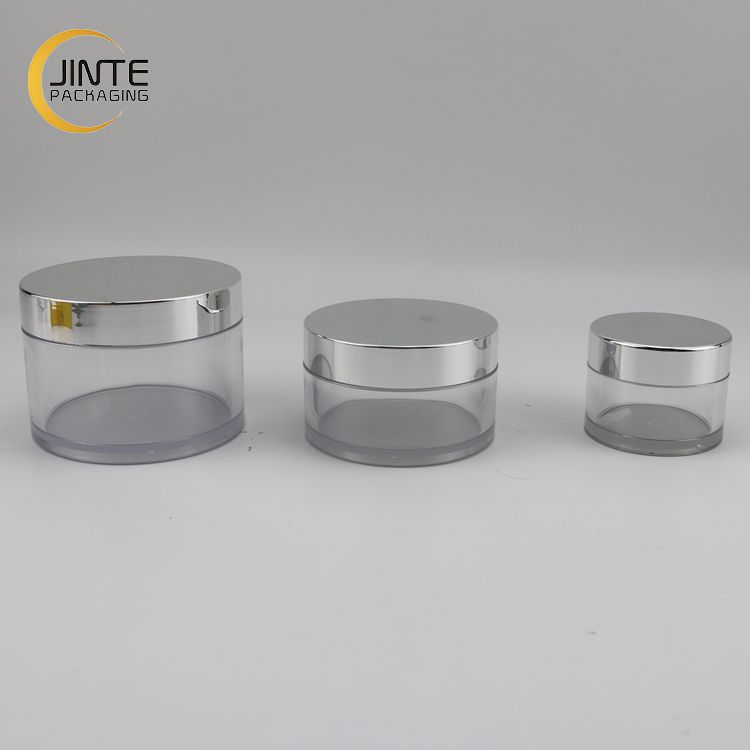 2oz 4oz 5oz Cosmetic Round Face Cream Jar Plastic Containers Silver Cap Empty Jar
