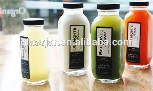 2oz 4oz 6oz 8oz 12oz 16oz Glass Juicer Bottles French Square Bottles with Plastic or Metal Lid