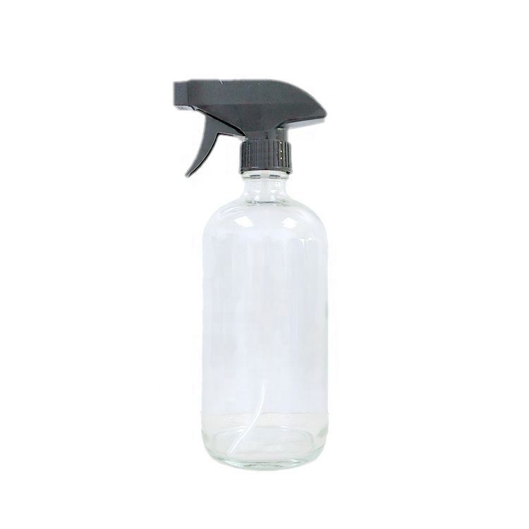 2oz 4oz 8oz 16oz empty amber clear blue boston glass spray bottle for cleaning 500ml boston round glass bottle