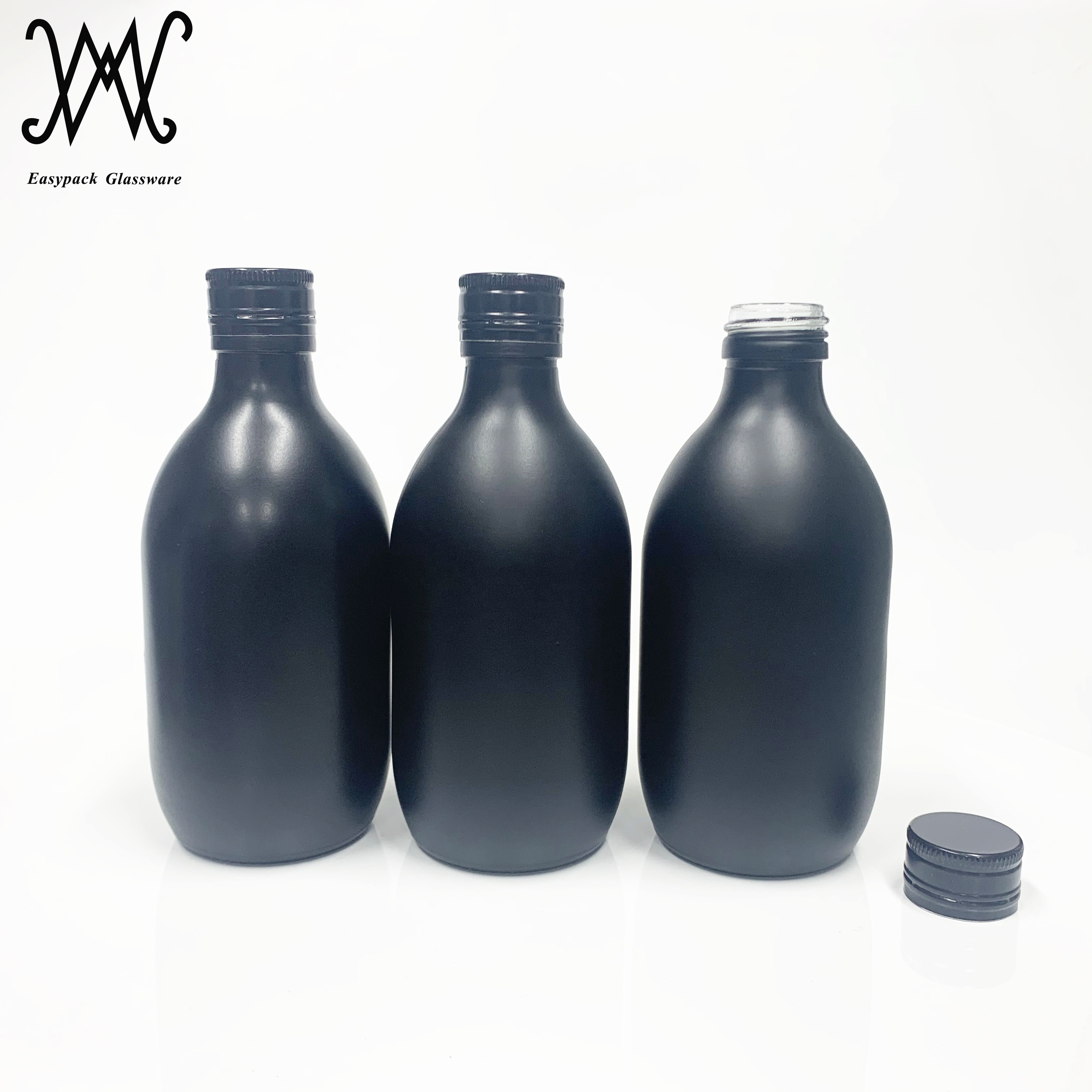 2oz 4oz 8oz 16oz empty matte black glass boston round bottle