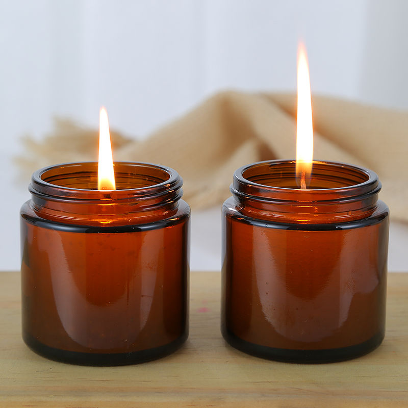 2oz 4oz 8oz 60ml 120ml 240ml amber glass candle jar with lid
