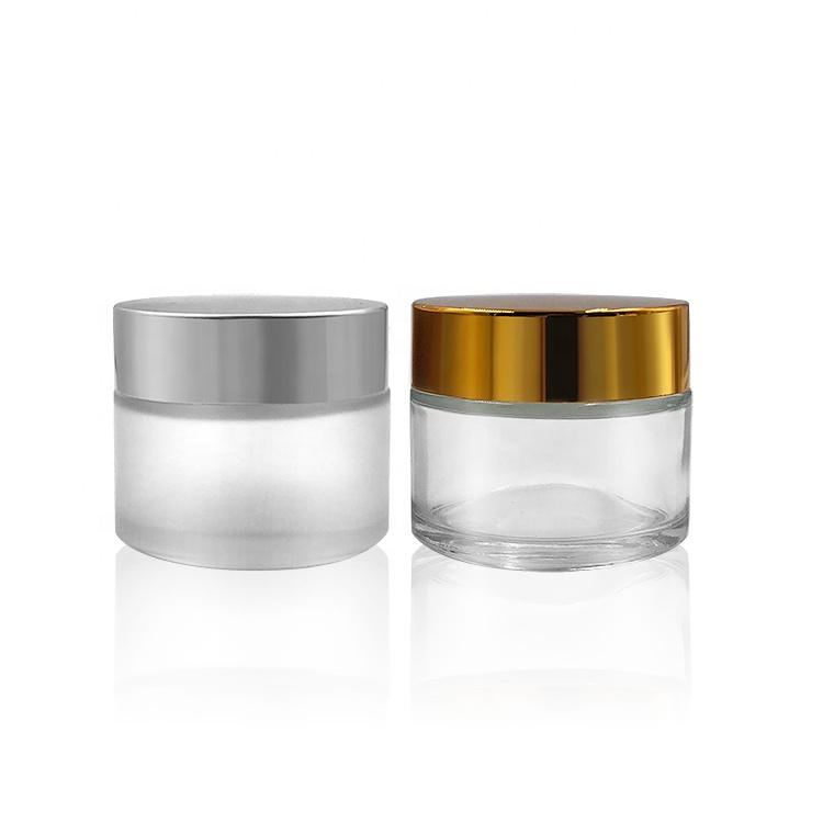 2oz 4oz 8oz Clear Blue Matte Black Silk Screen Printing Frosted Glass Cosmetic Cream Jar and Containers for Lotion Facial Cream
