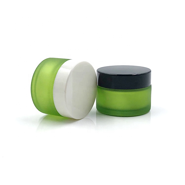 2oz 4oz 8oz Clear Blue Matte Black Silk Screen Printing Frosted Glass Cosmetic Cream Jar and Containers for Lotion Facial Cream