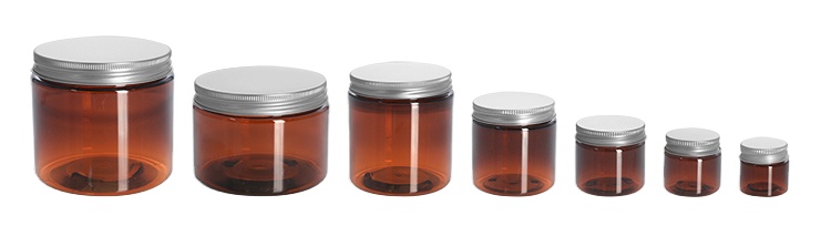 2oz 4oz 8oz Plastic Cosmetic Jars, Amber PET Heavy Wall Jars