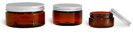 2oz 4oz 8oz Plastic Cosmetic Jars, Amber PET Heavy Wall Jars