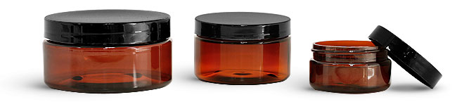 2oz 4oz 8oz Plastic Cosmetic Jars, Amber PET Heavy Wall Jars
