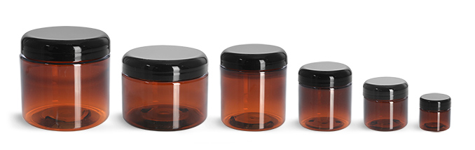 2oz 4oz 8oz Plastic Cosmetic Jars, Amber PET Heavy Wall Jars