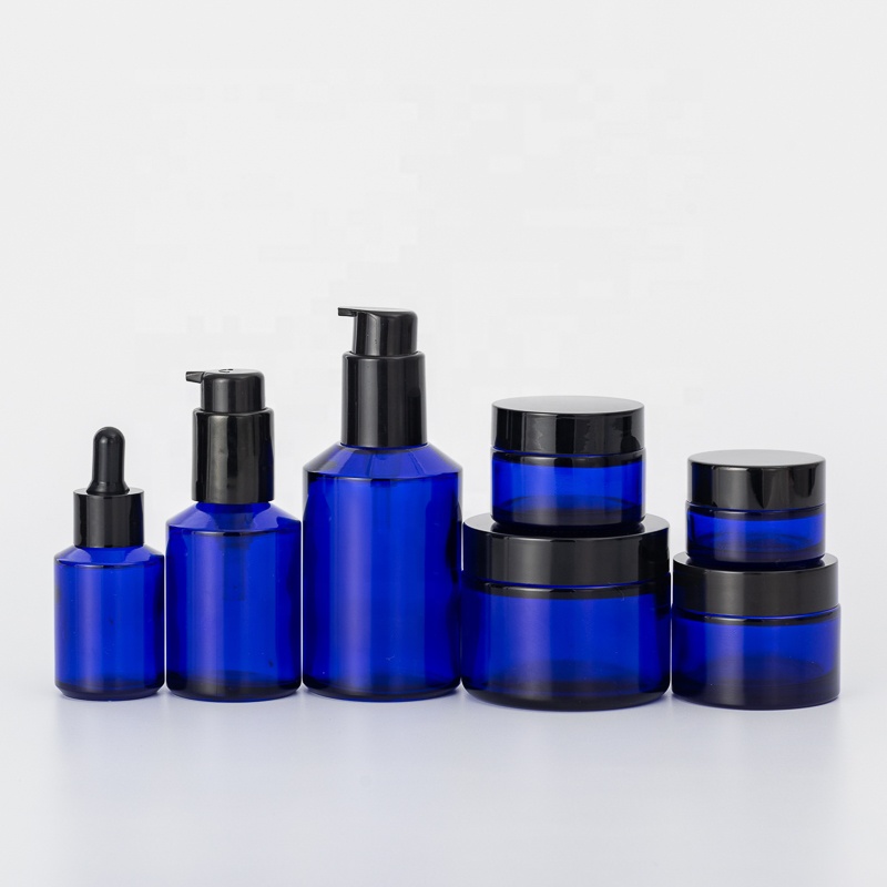 2oz 4oz 8oz cobalt blue glass cream jars blue cobalt glass jars