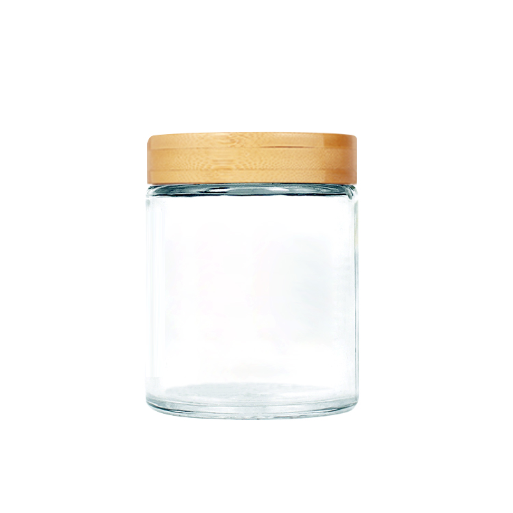2oz 4oz clear glass cosmetic jar with bamboo lid