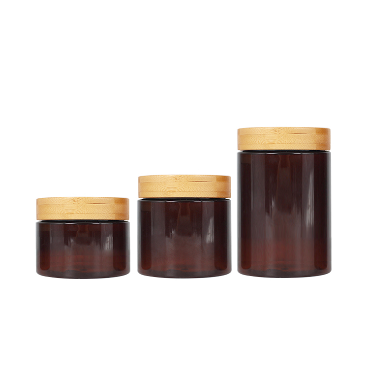 2oz 4oz clear glass cosmetic jar with bamboo lid