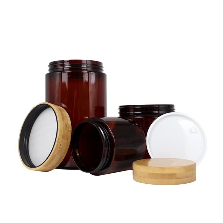 2oz 4oz clear glass cosmetic jar with bamboo lid