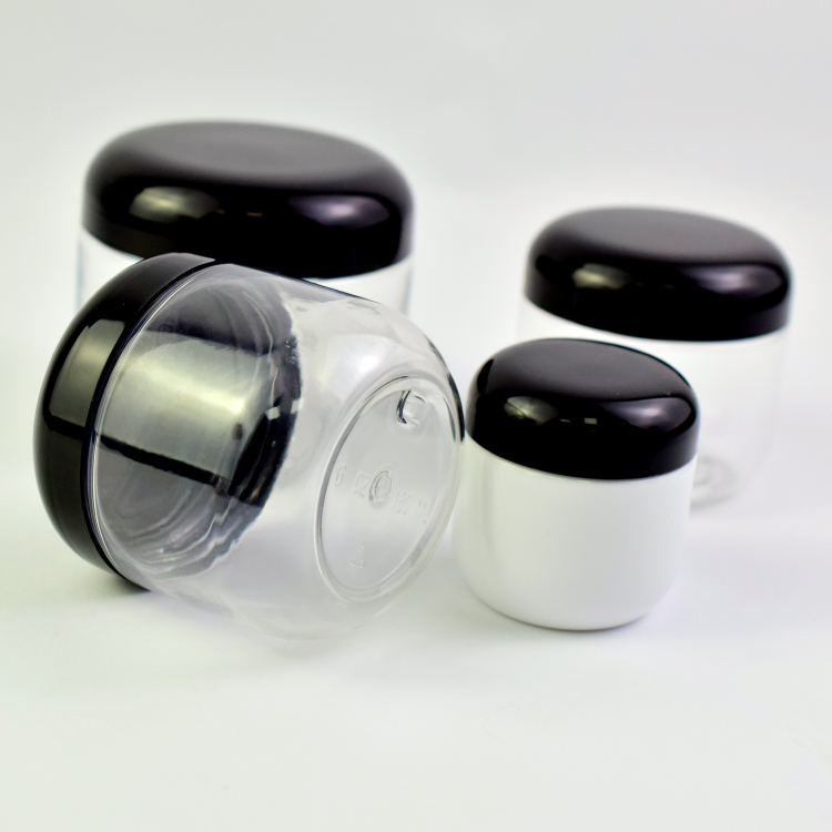 2oz 4oz   normal screw lid of  clear arched PP texture bottle Custom print logo in jar or lid