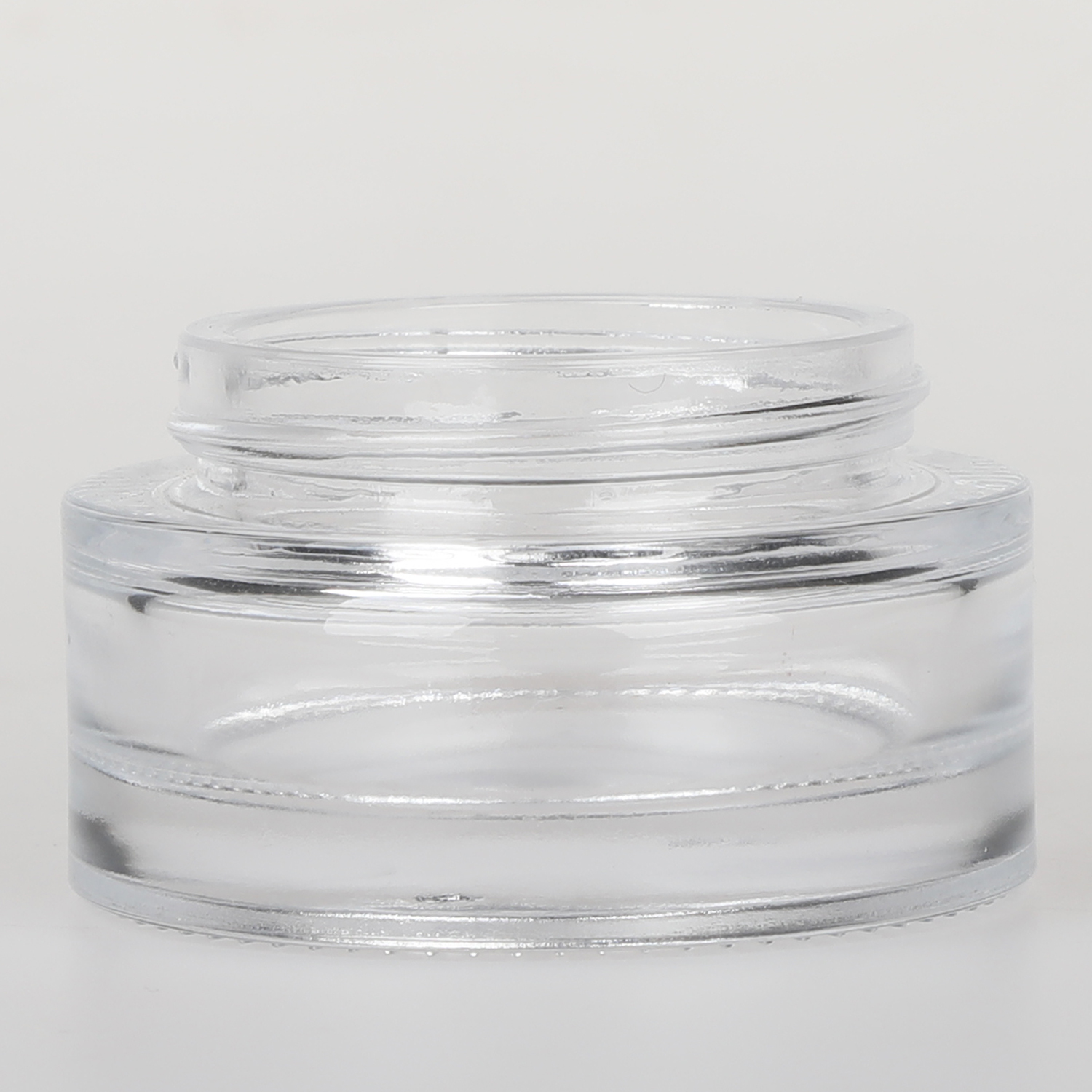 2oz 50ml custom logo clear glass round cosmetic face cream jars without child resistant CR cap smell proof CBD dab wax jars