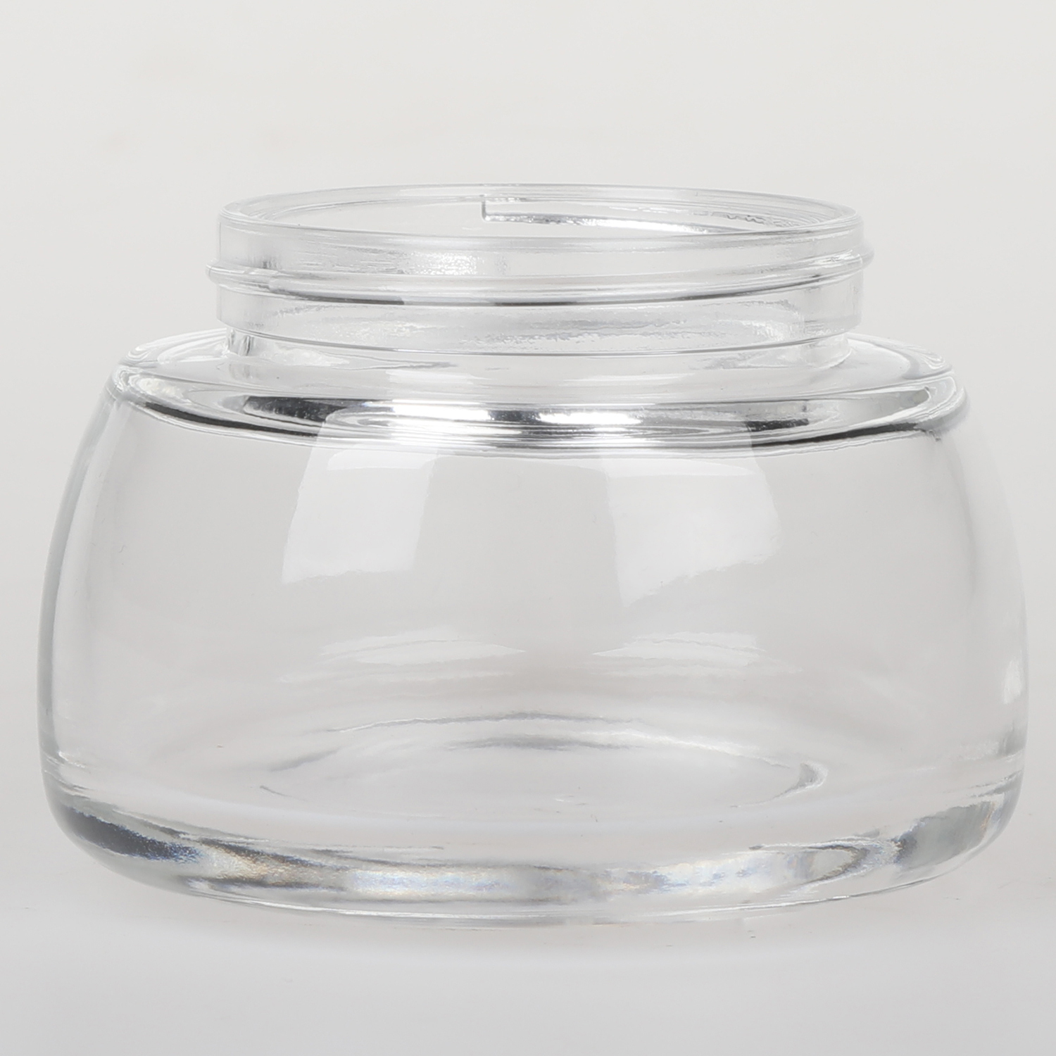 2oz 50ml custom logo clear glass round cosmetic face cream jars without child resistant CR cap smell proof CBD dab wax jars