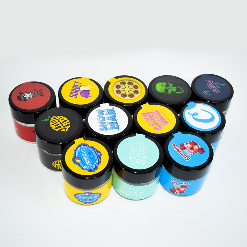 2oz 60ML Cookies Labels Glass Jar With Plastic Lid Wax Storage Dry Herb Flowers Stash Container