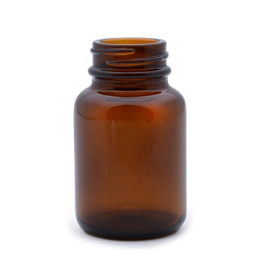 2oz 60cc 60ml amber wide mouth glass bottle pharmaceutical pill vitamin jar