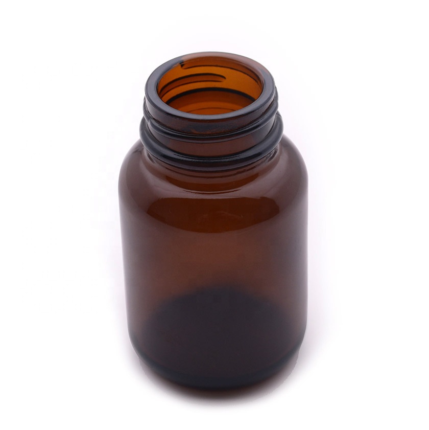 2oz 60cc 60ml amber wide mouth glass bottle pharmaceutical pill vitamin jar