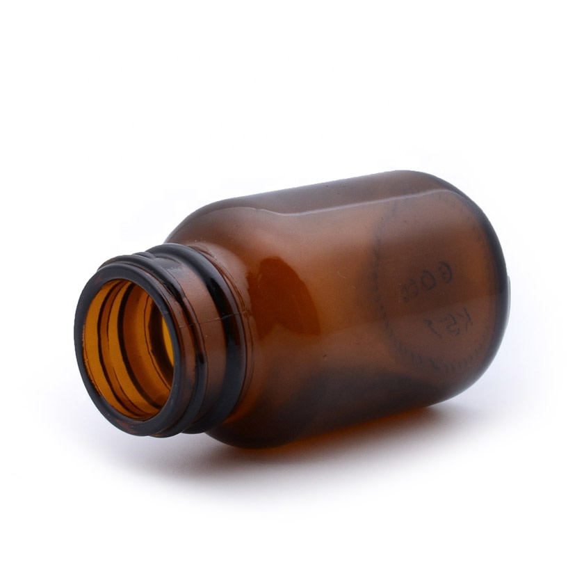 2oz 60cc 60ml amber wide mouth glass bottle pharmaceutical pill vitamin jar