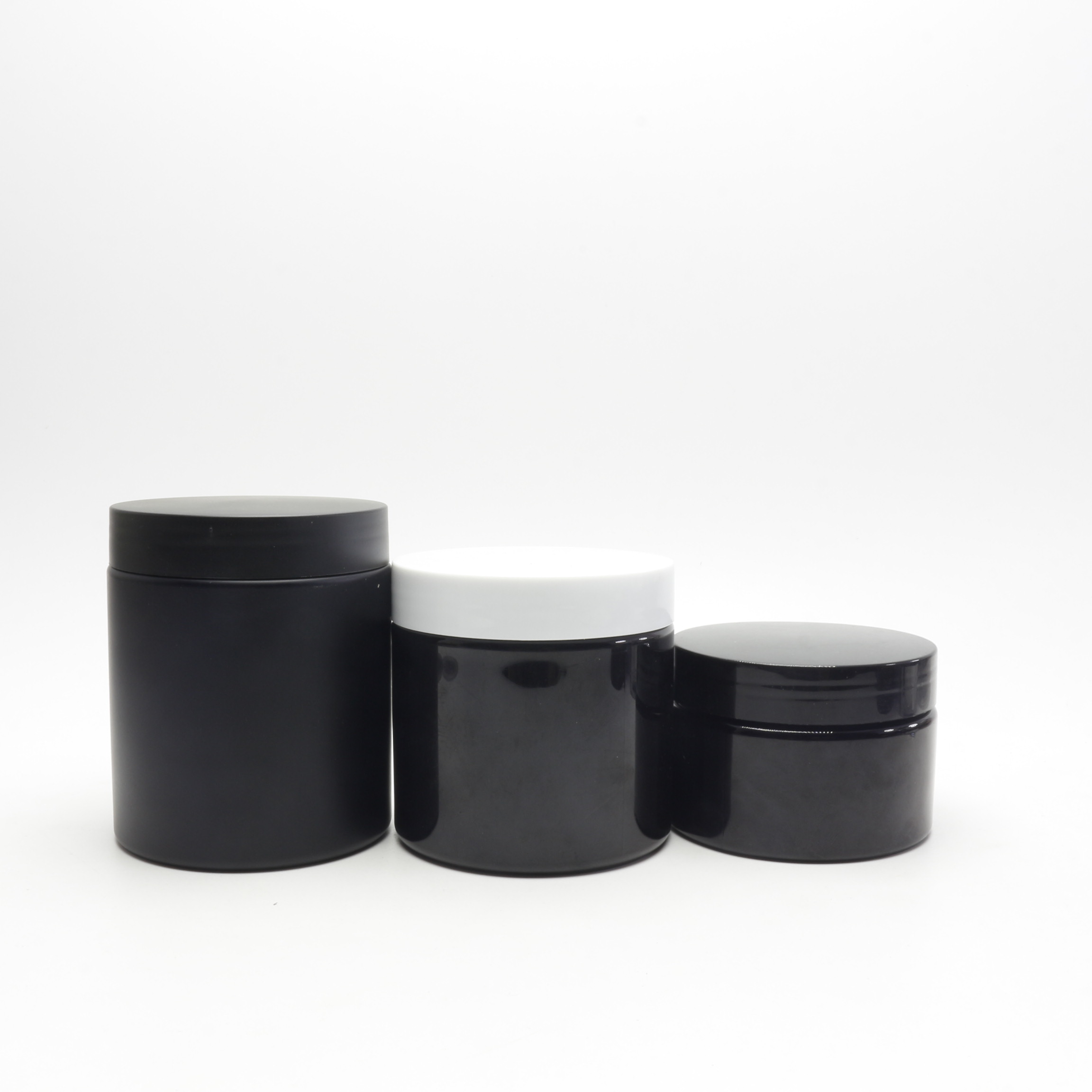 2oz 60ml 100ml 150ml 200ml 200g 8oz 250g 300ml 400g 400ml 500ml 1000ml 50g pet cosmetic matte black plastic jar 250g plastic-70A