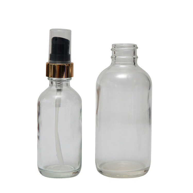 2oz 60ml 120ml clear frosted boston round glass bottle with spray